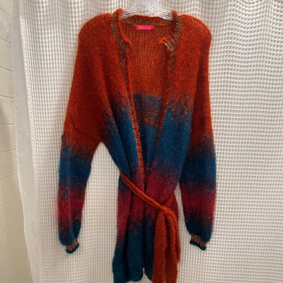 Rose Carmine Tie Dye Long Cardigan - Picture 2 of 4
